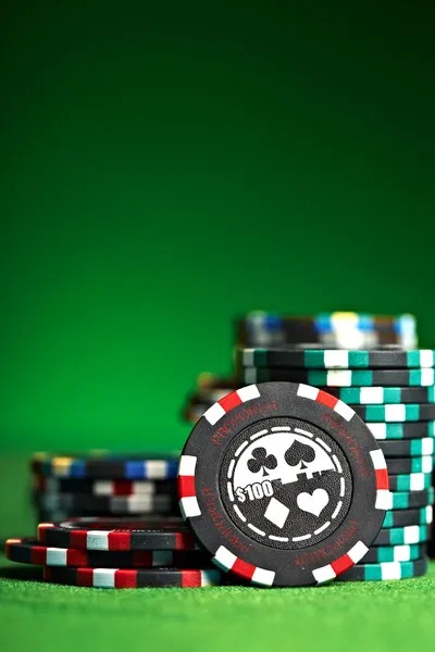 Casino Hold'em dealer table with cards and chips